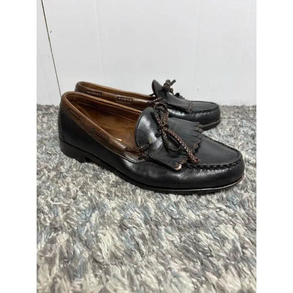 Allen Edmonds Shoes Mens 10.5 Woodstock Penny Loafers Leather Kiltie Braided Tie